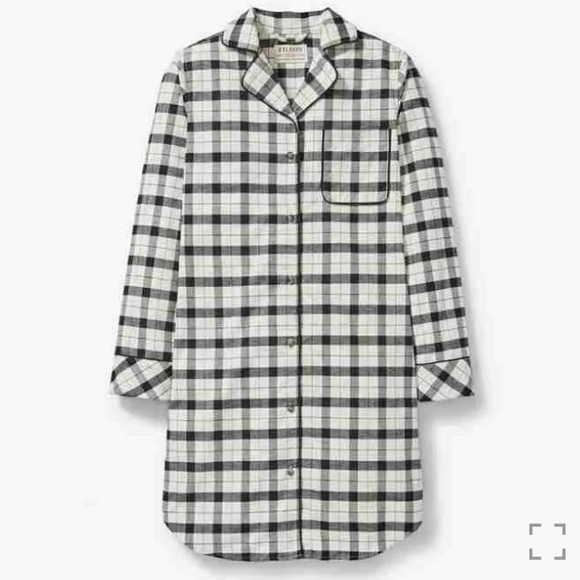 NWT Filson pajama dress xs black white/ cream check plaid - Picture 1 of 9